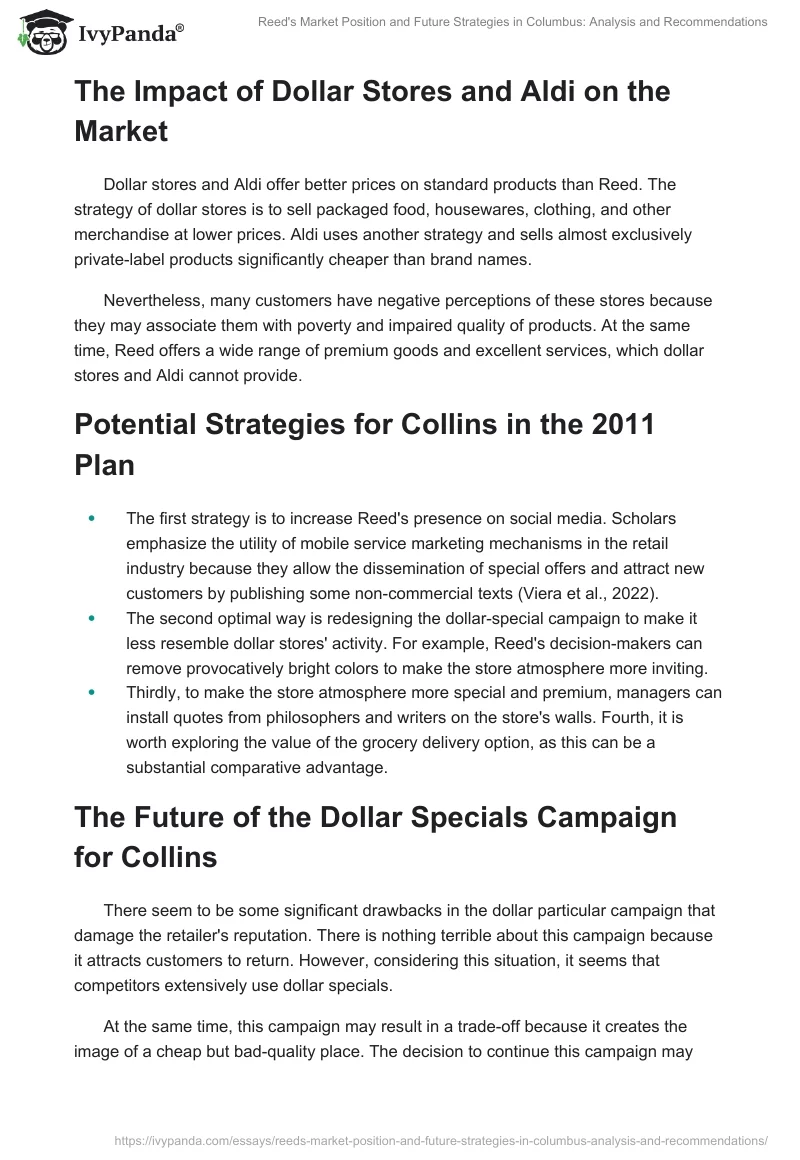 Reed's Market Position and Future Strategies in Columbus: Analysis and Recommendations. Page 2