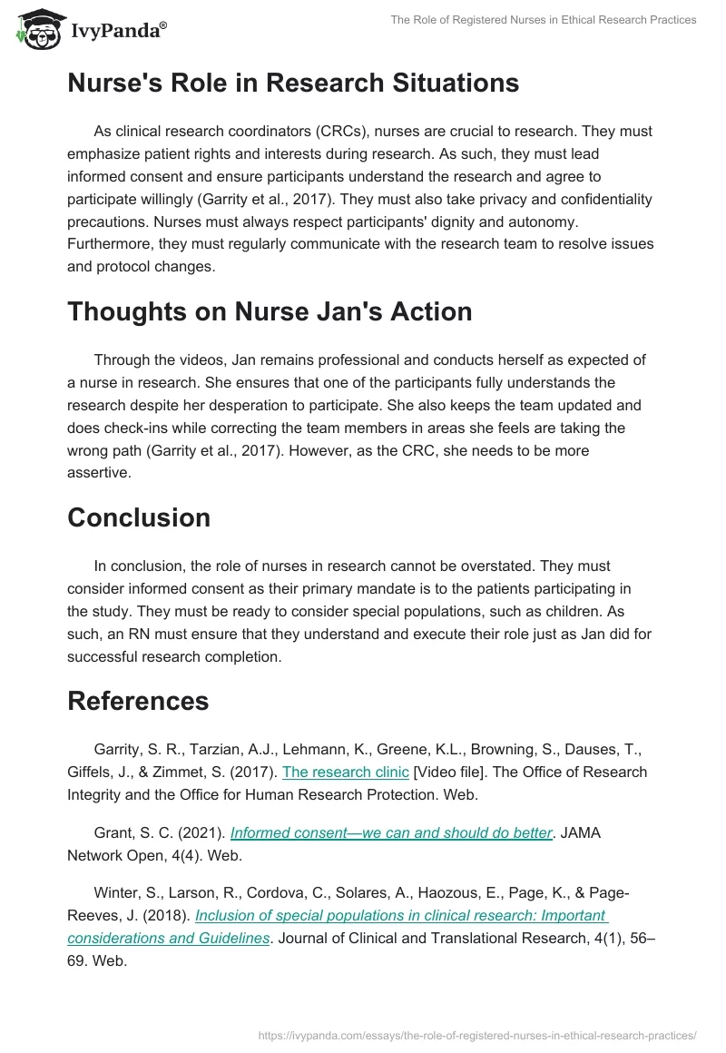 The Role of Registered Nurses in Ethical Research Practices. Page 2