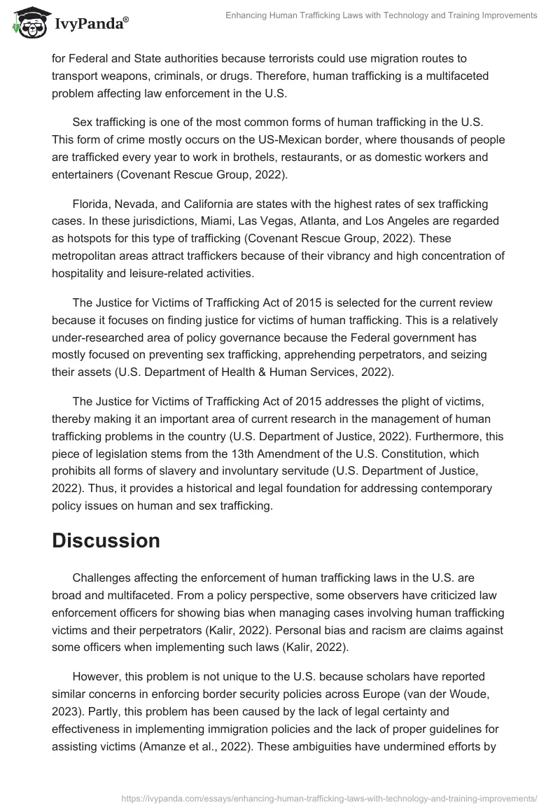 Enhancing Human Trafficking Laws with Technology and Training Improvements. Page 2