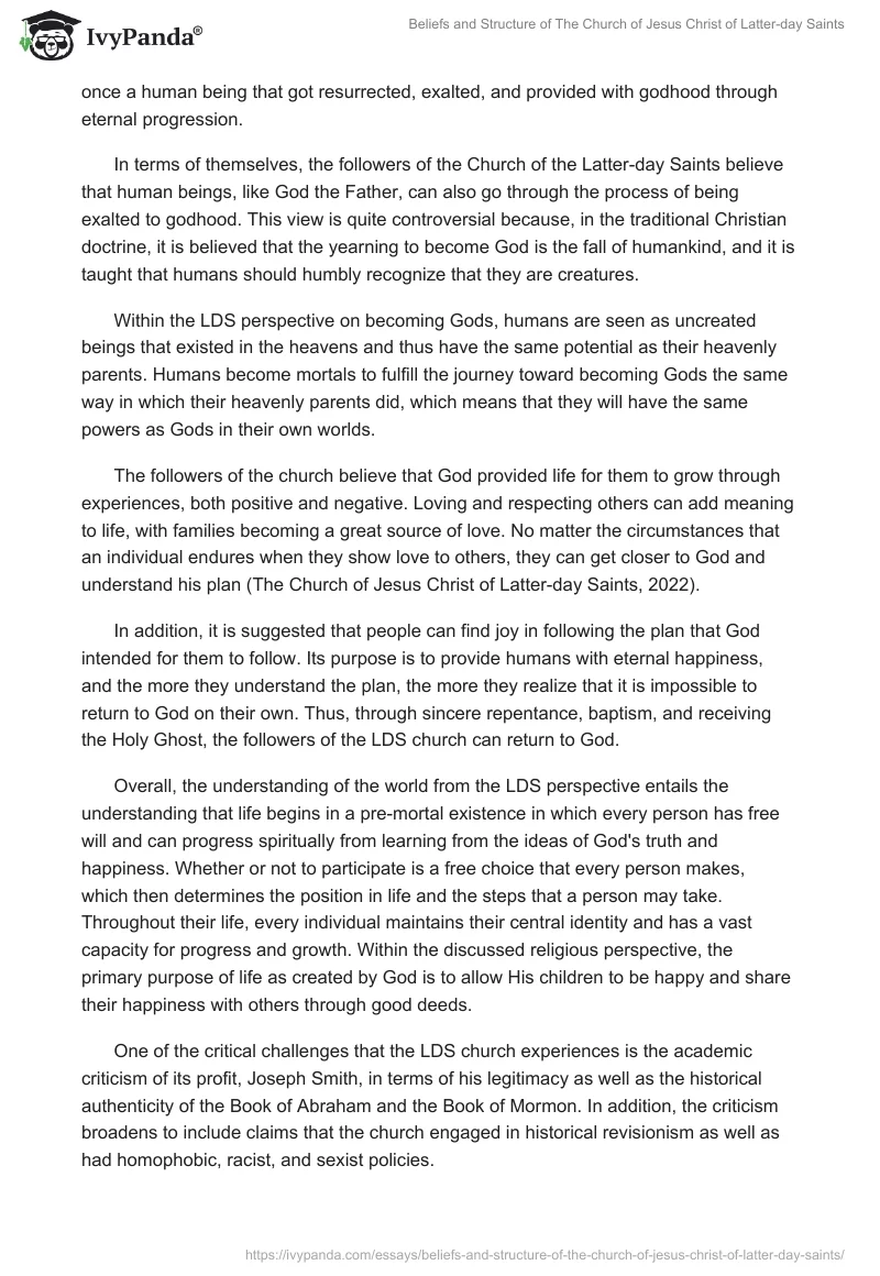 Beliefs and Structure of The Church of Jesus Christ of Latter-day Saints. Page 2