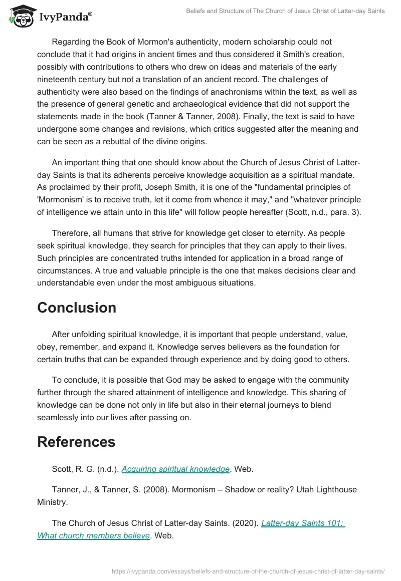 Beliefs and Structure of The Church of Jesus Christ of Latter-day Saints. Page 3