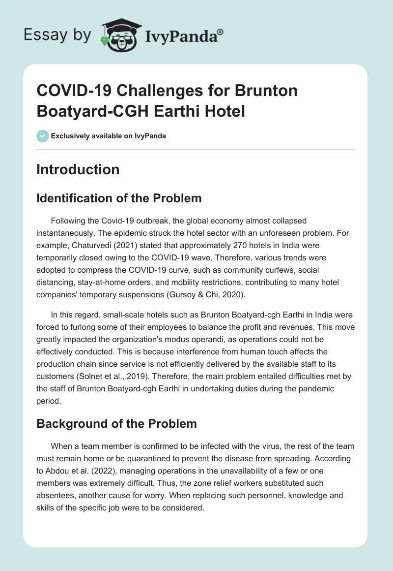 COVID-19 Challenges for Brunton Boatyard-CGH Earthi Hotel. Page 1