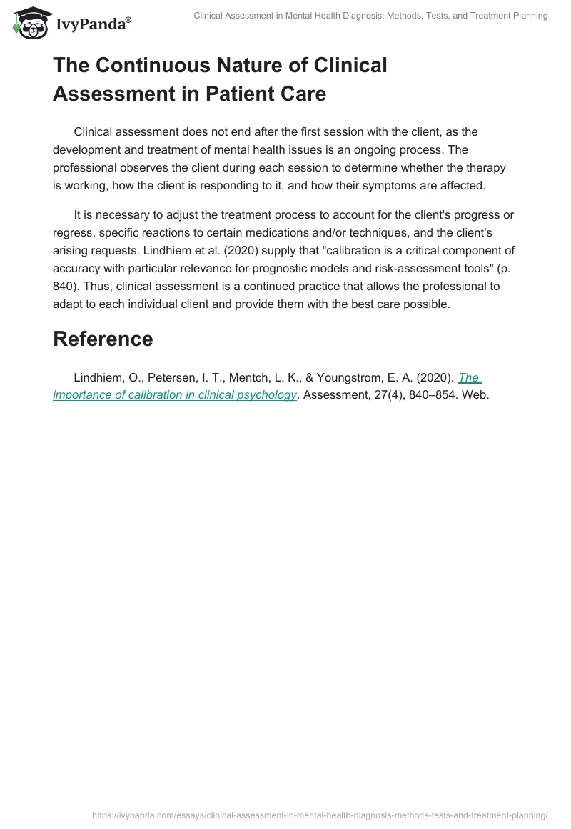 Clinical Assessment in Mental Health Diagnosis: Methods, Tests, and Treatment Planning. Page 2