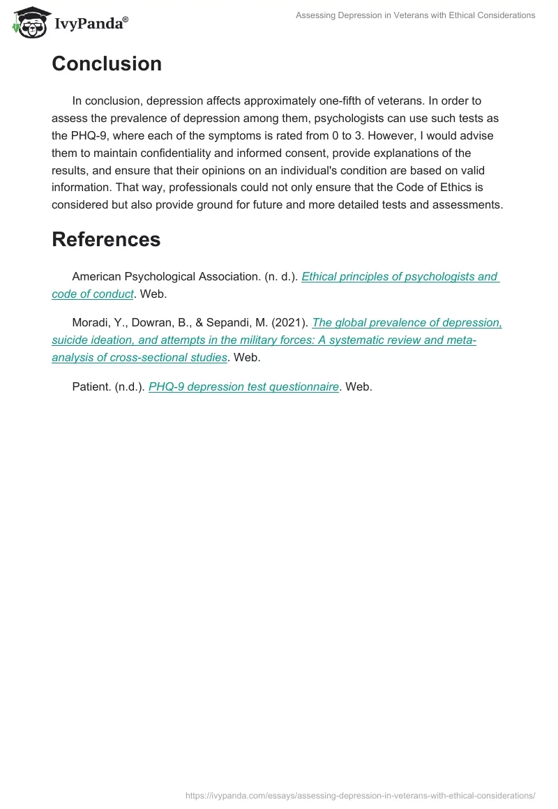 Assessing Depression in Veterans with Ethical Considerations. Page 2