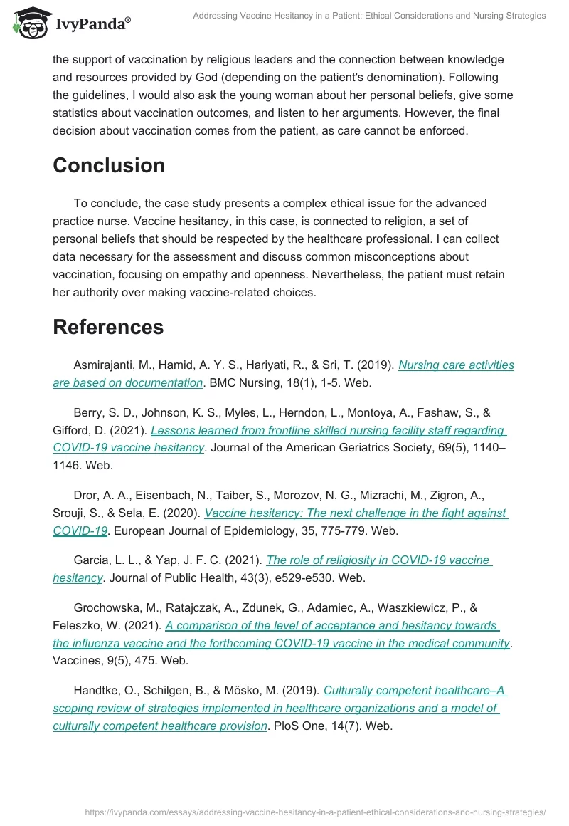 Addressing Vaccine Hesitancy in a Patient: Ethical Considerations and Nursing Strategies. Page 2