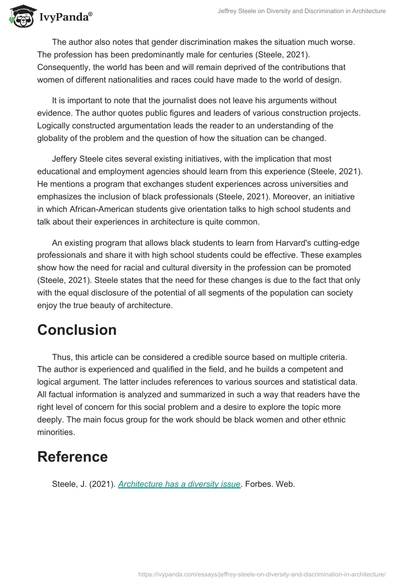 Jeffrey Steele on Diversity and Discrimination in Architecture. Page 2