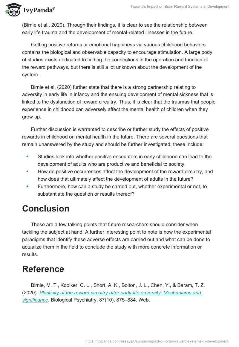 Trauma's Impact on Brain Reward Systems in Development. Page 2