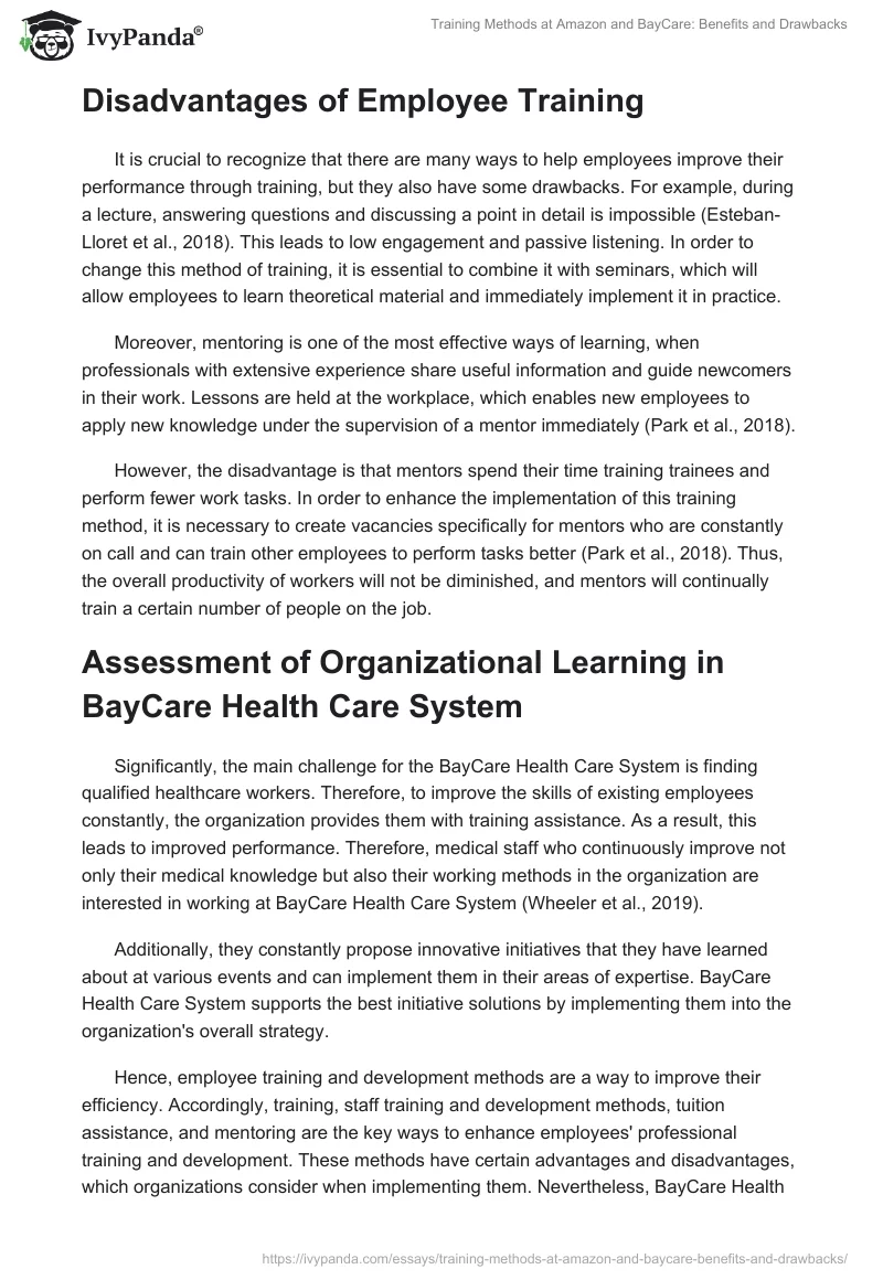 Training Methods at Amazon and BayCare: Benefits and Drawbacks. Page 2