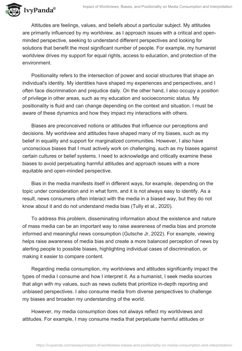 Impact of Worldviews, Biases, and Positionality on Media Consumption and Interpretation. Page 2