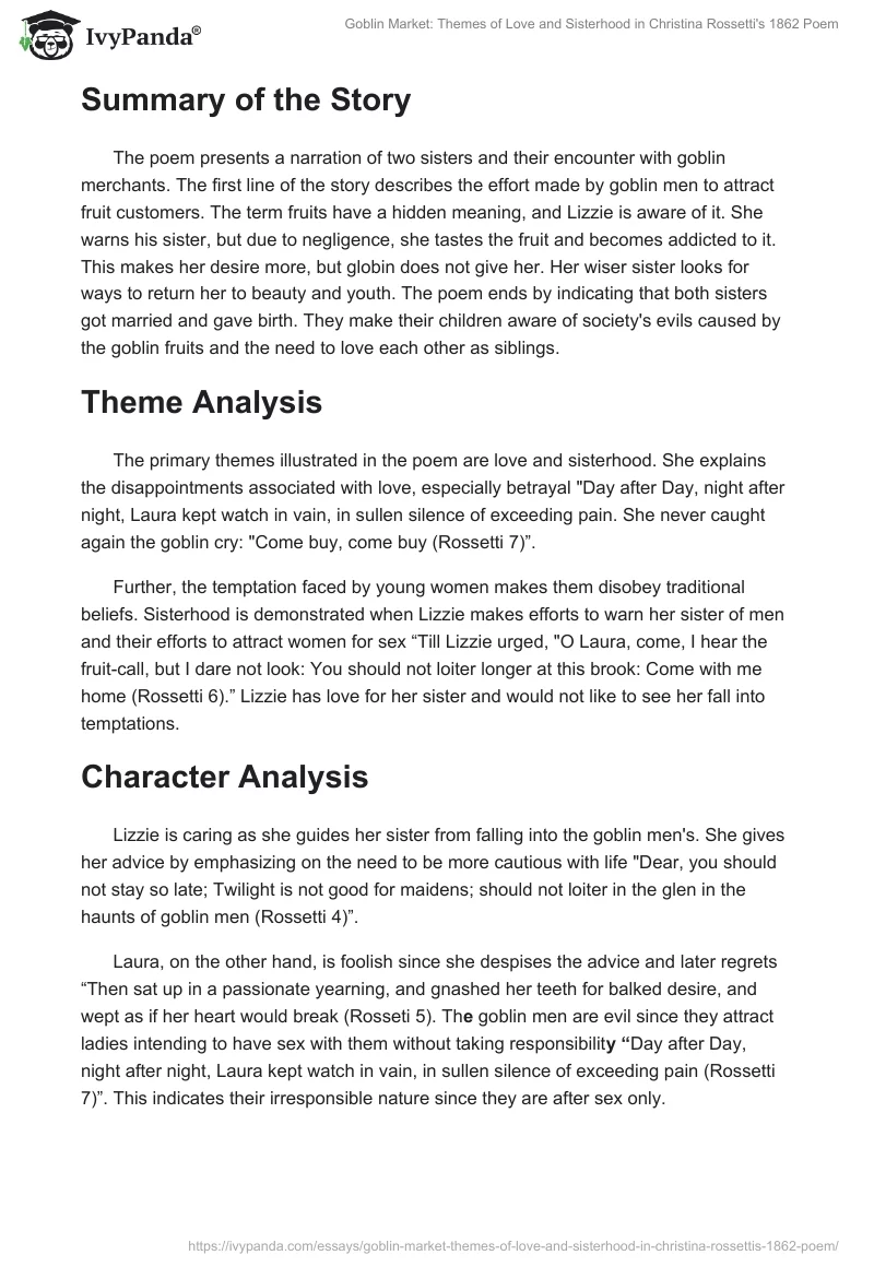 Goblin Market: Themes of Love and Sisterhood in Christina Rossetti's 1862 Poem. Page 2