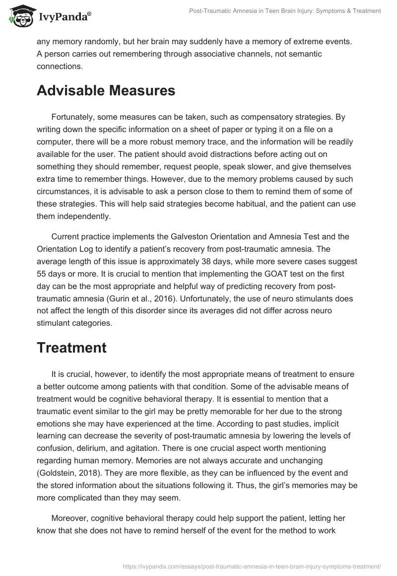 Post-Traumatic Amnesia in Teen Brain Injury: Symptoms & Treatment. Page 2