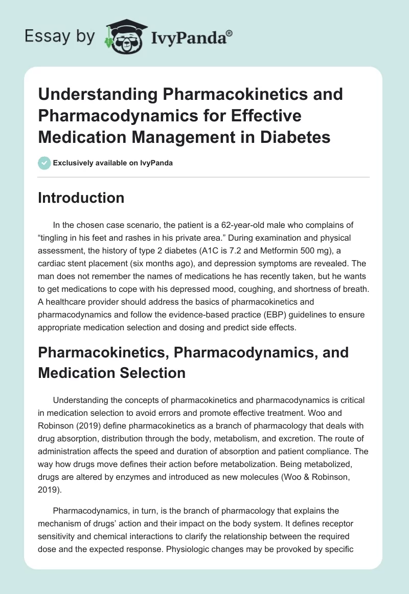 Understanding Pharmacokinetics and Pharmacodynamics for Effective Medication Management in Diabetes. Page 1