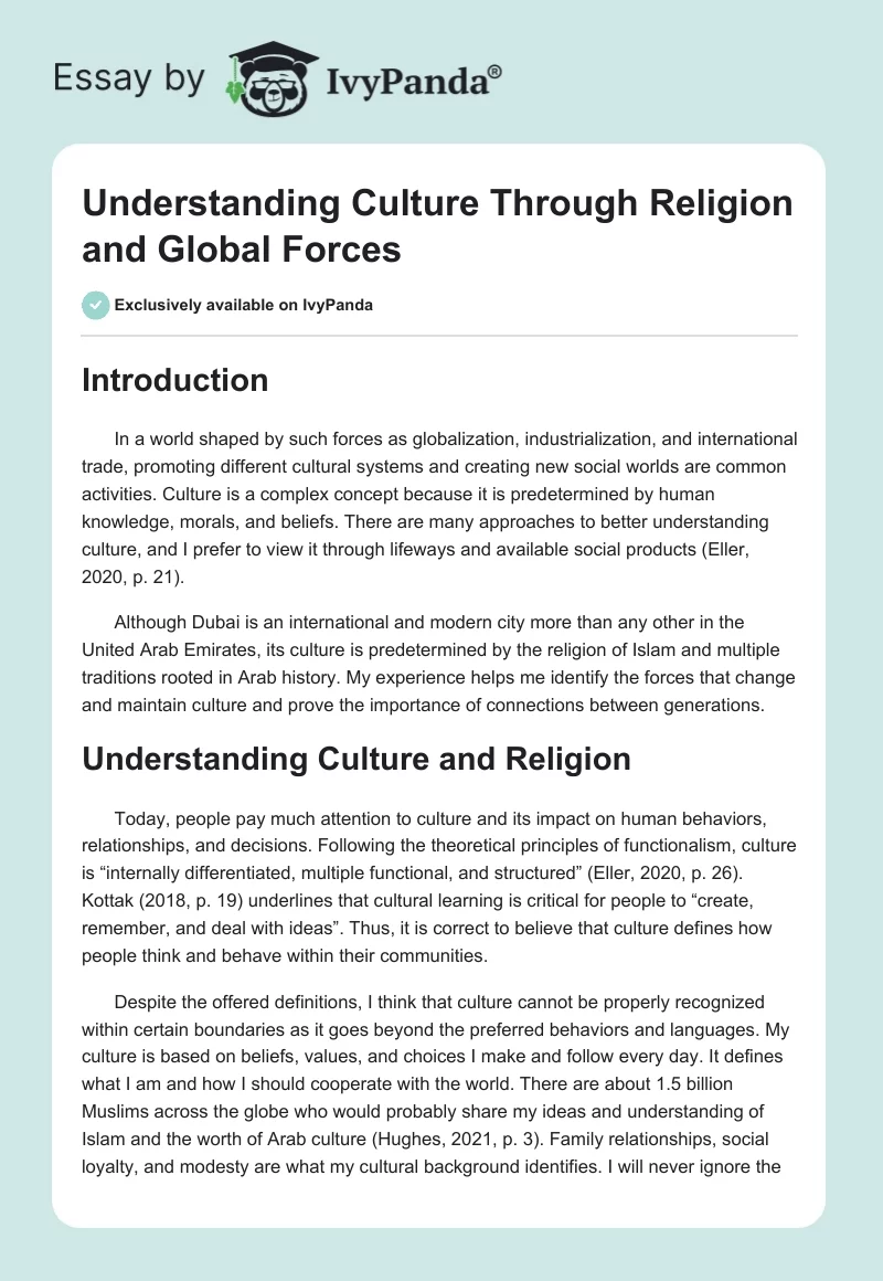 Understanding Culture Through Religion and Global Forces. Page 1