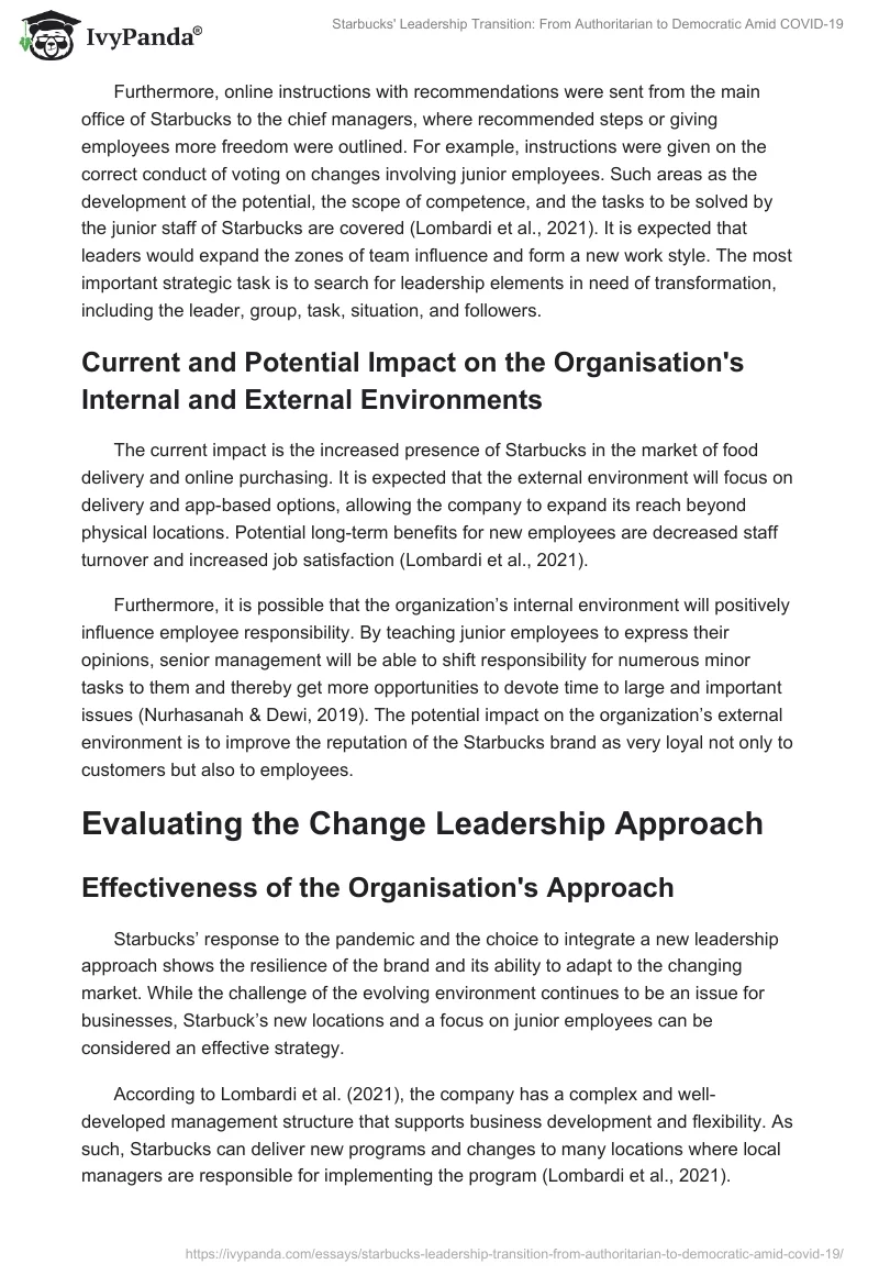 Starbucks' Leadership Transition: From Authoritarian to Democratic Amid COVID-19. Page 2