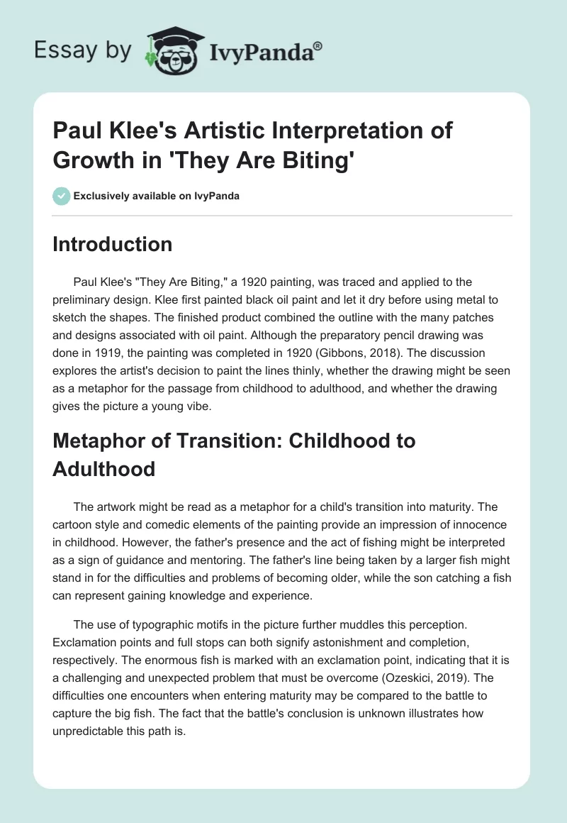 Paul Klee's Artistic Interpretation of Growth in 'They Are Biting'. Page 1