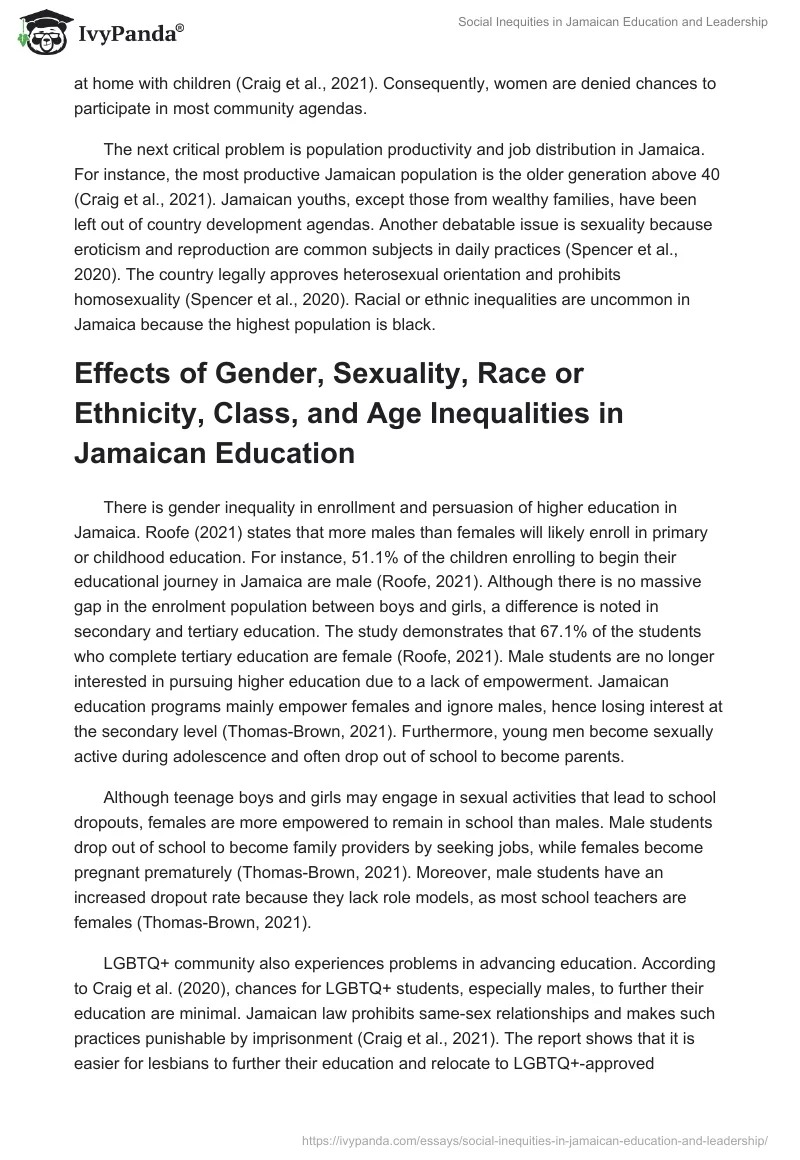 Social Inequities in Jamaican Education and Leadership. Page 2