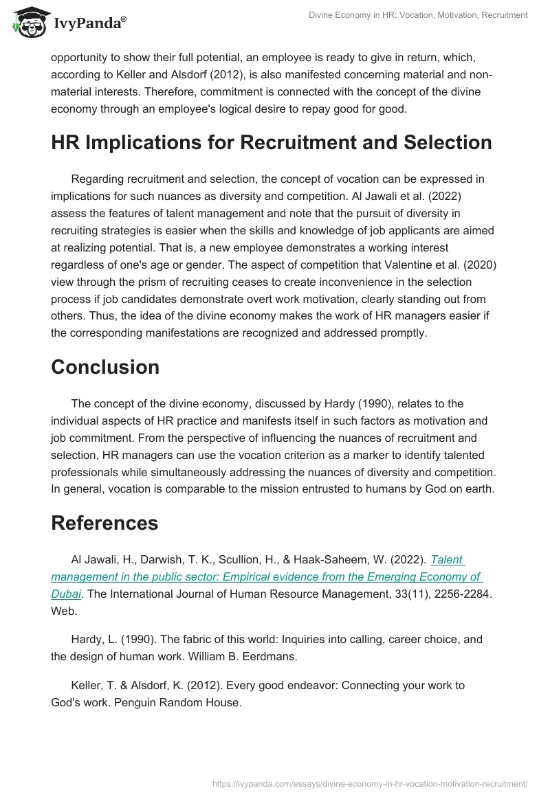 Divine Economy in HR: Vocation, Motivation, Recruitment. Page 2