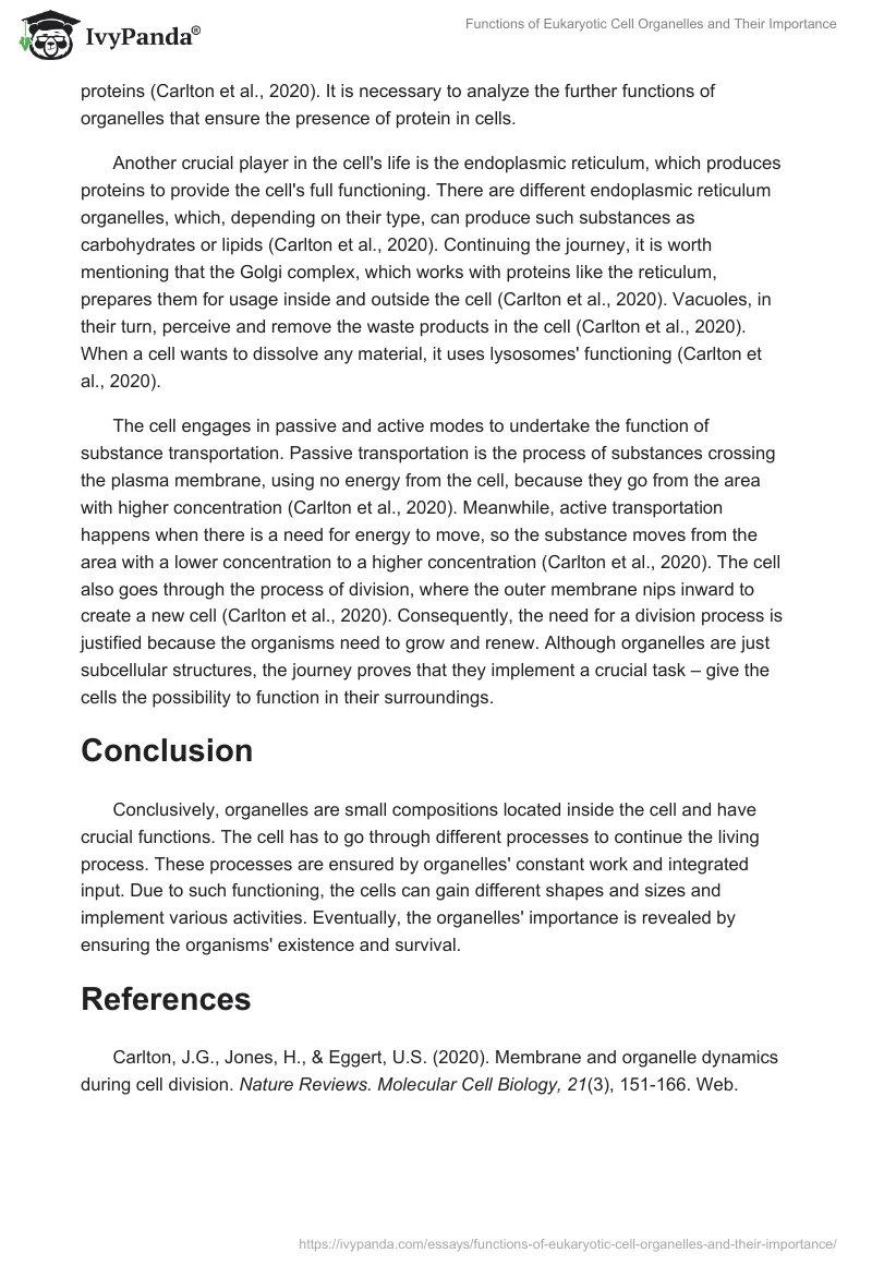 Functions of Eukaryotic Cell Organelles and Their Importance. Page 2