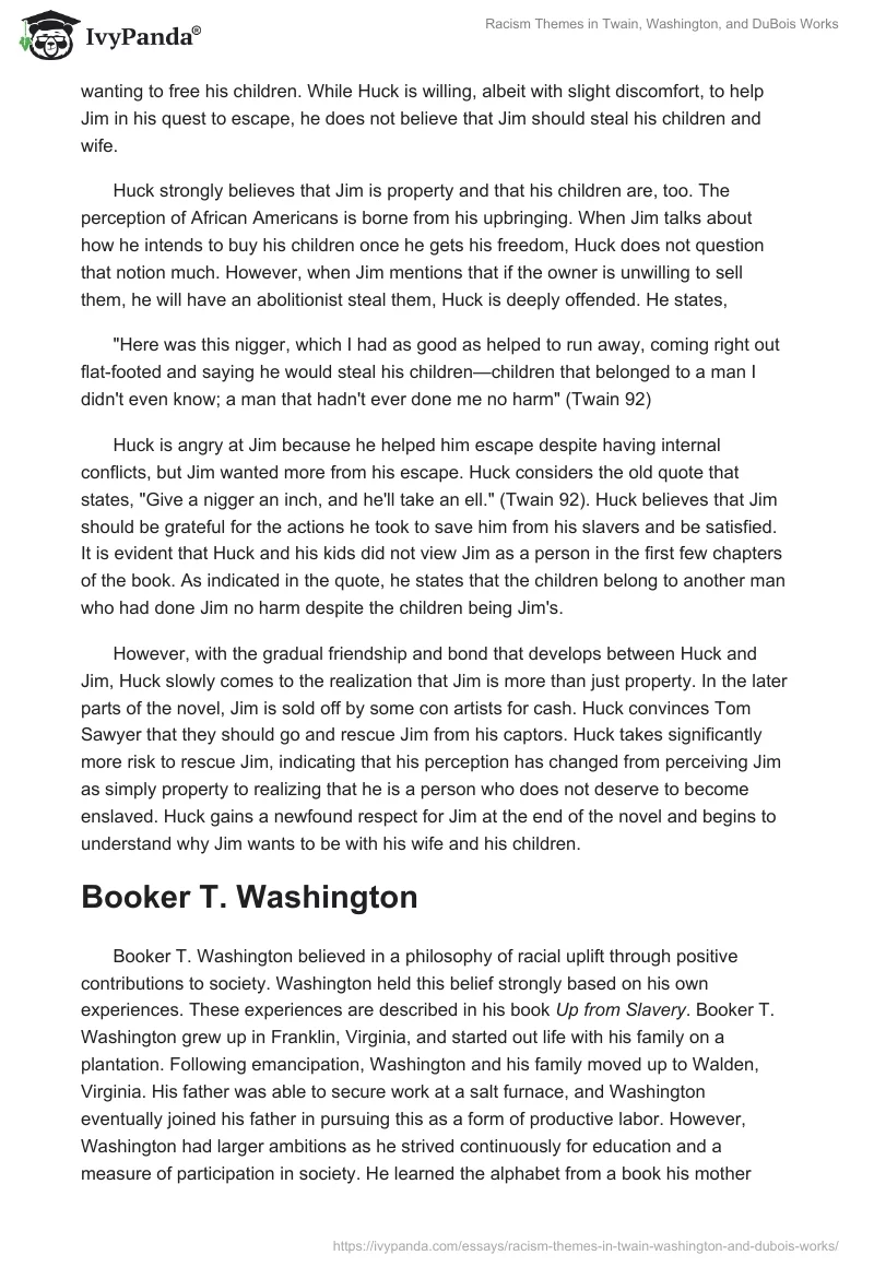 Racism Themes in Twain, Washington, and DuBois Works. Page 2