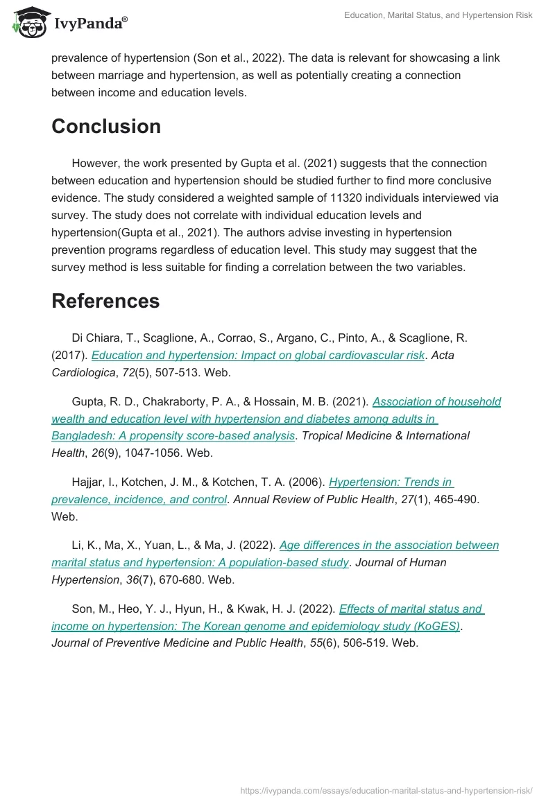 Education, Marital Status, and Hypertension Risk. Page 2