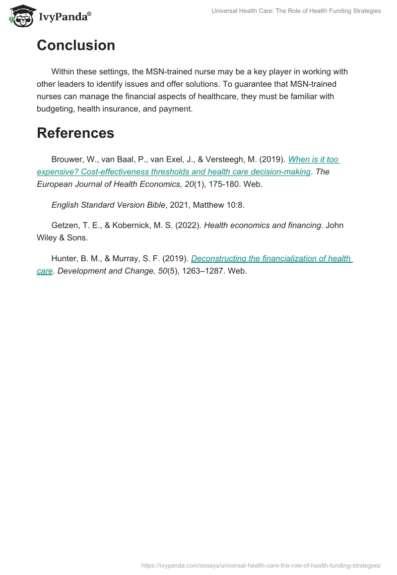 Universal Health Care: The Role of Health Funding Strategies. Page 2