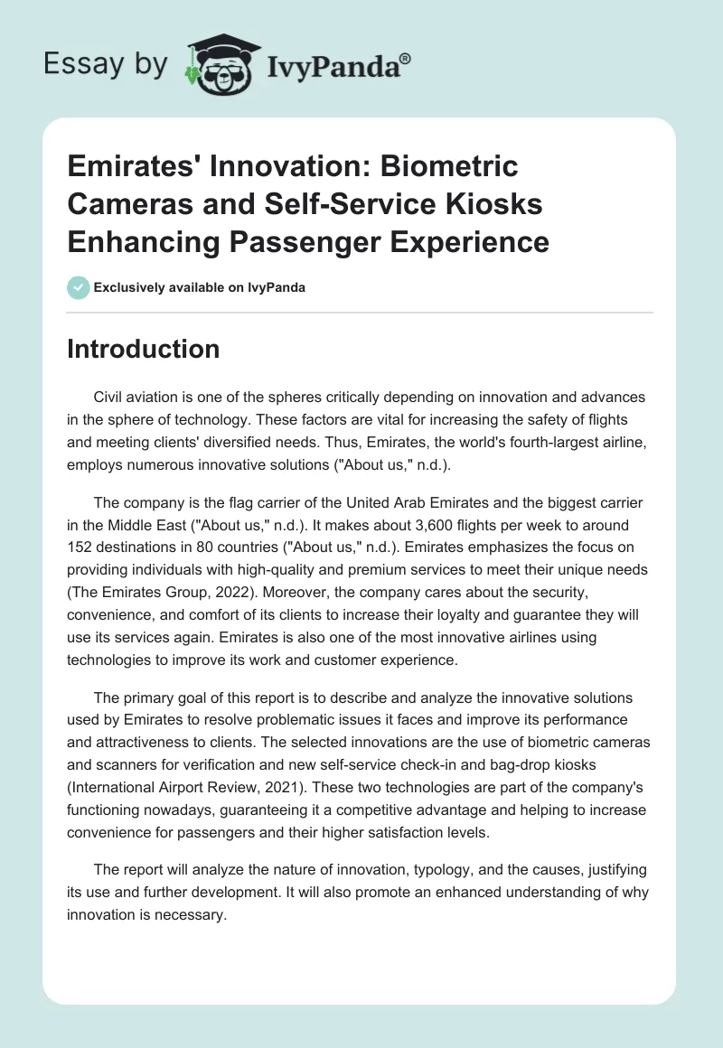 Emirates' Innovation: Biometric Cameras and Self-Service Kiosks Enhancing Passenger Experience. Page 1