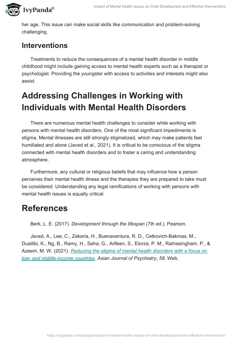 Impact of Mental Health Issues on Child Development and Effective Interventions. Page 2