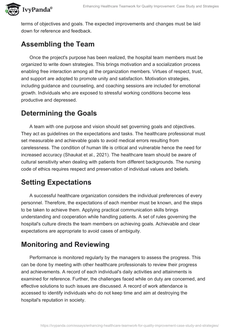 Enhancing Healthcare Teamwork for Quality Improvement: Case Study and Strategies. Page 2