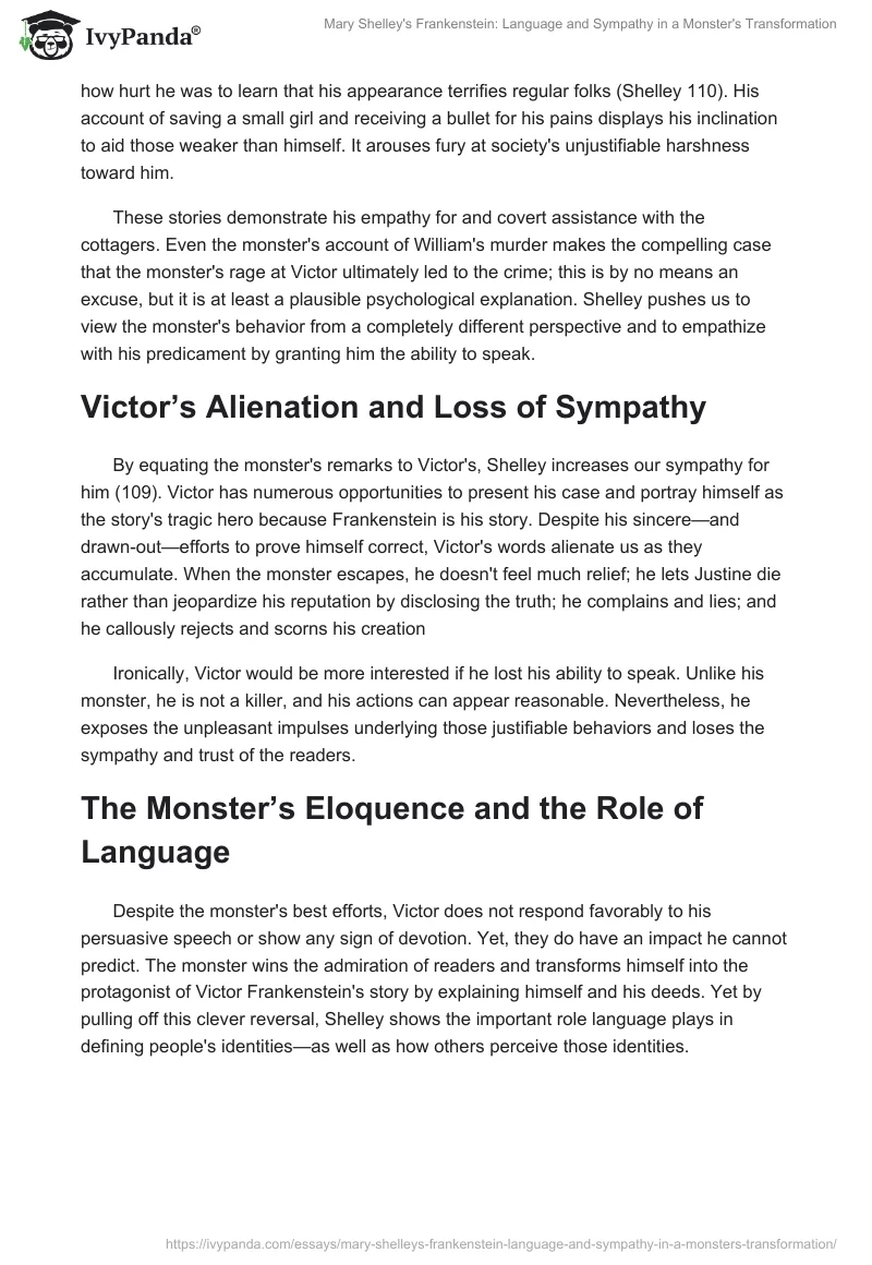 Mary Shelley's Frankenstein: Language and Sympathy in a Monster's Transformation. Page 2