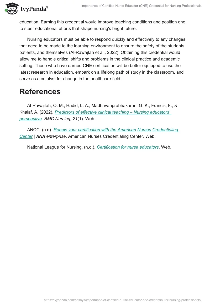 Importance of Certified Nurse Educator (CNE) Credential for Nursing Professionals. Page 2