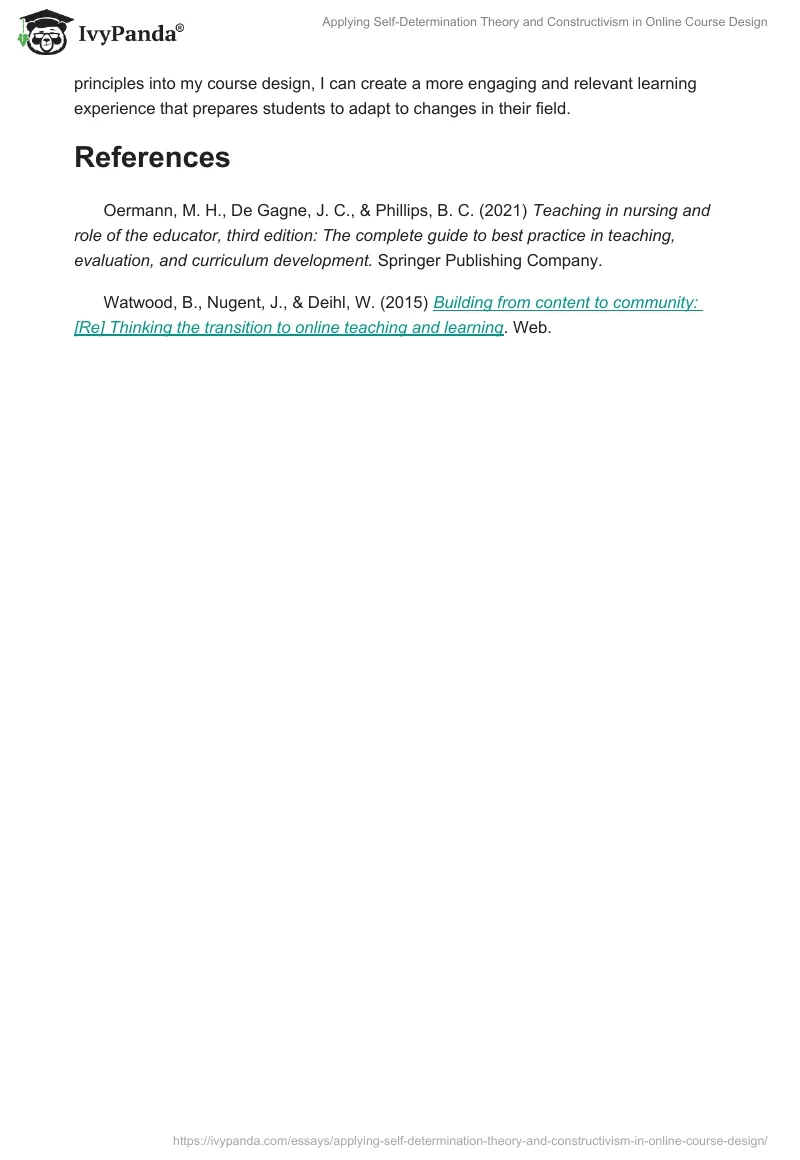 Applying Self-Determination Theory and Constructivism in Online Course Design. Page 2