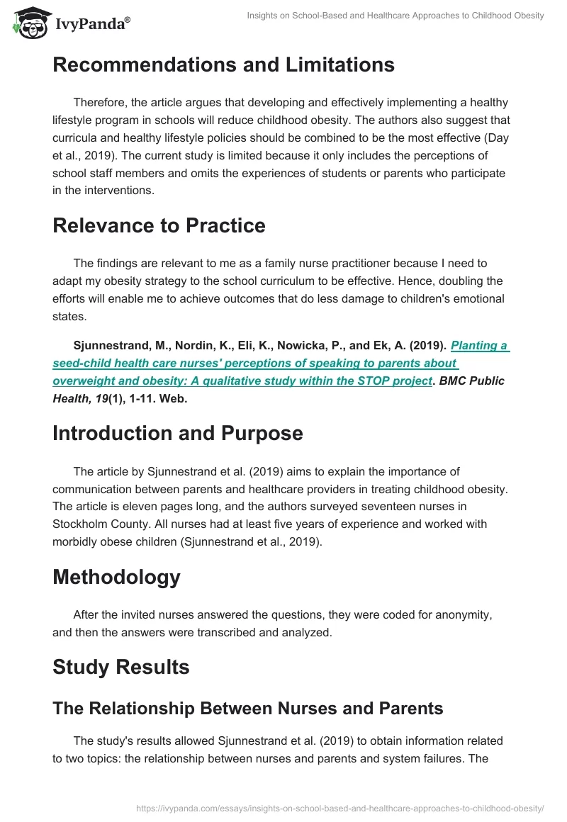 Insights on School-Based and Healthcare Approaches to Childhood Obesity. Page 2