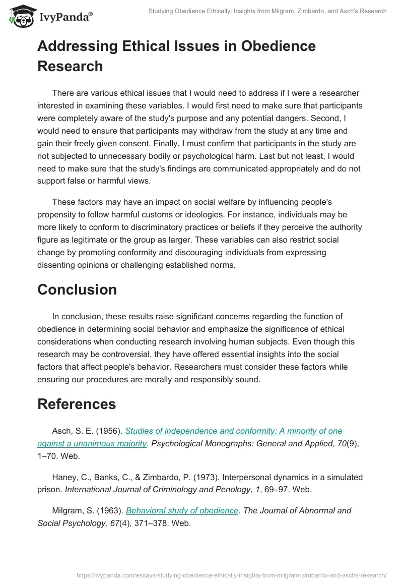 Studying Obedience Ethically: Insights from Milgram, Zimbardo, and Asch's Research. Page 2