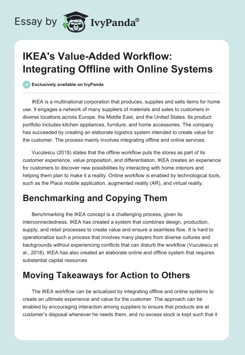 IKEA's Value-Added Workflow: Integrating Offline with Online Systems. Page 1