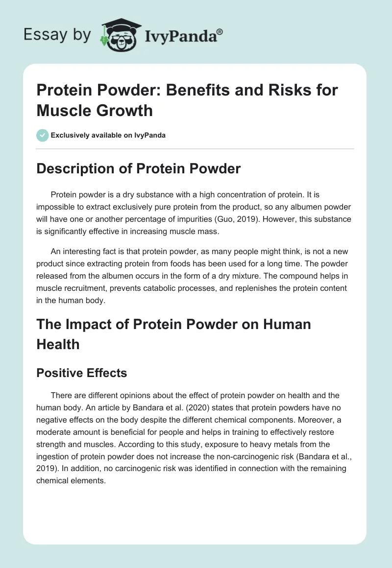 Protein Powder: Benefits and Risks for Muscle Growth. Page 1