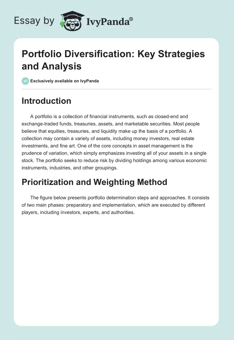 Portfolio Diversification: Key Strategies and Analysis. Page 1