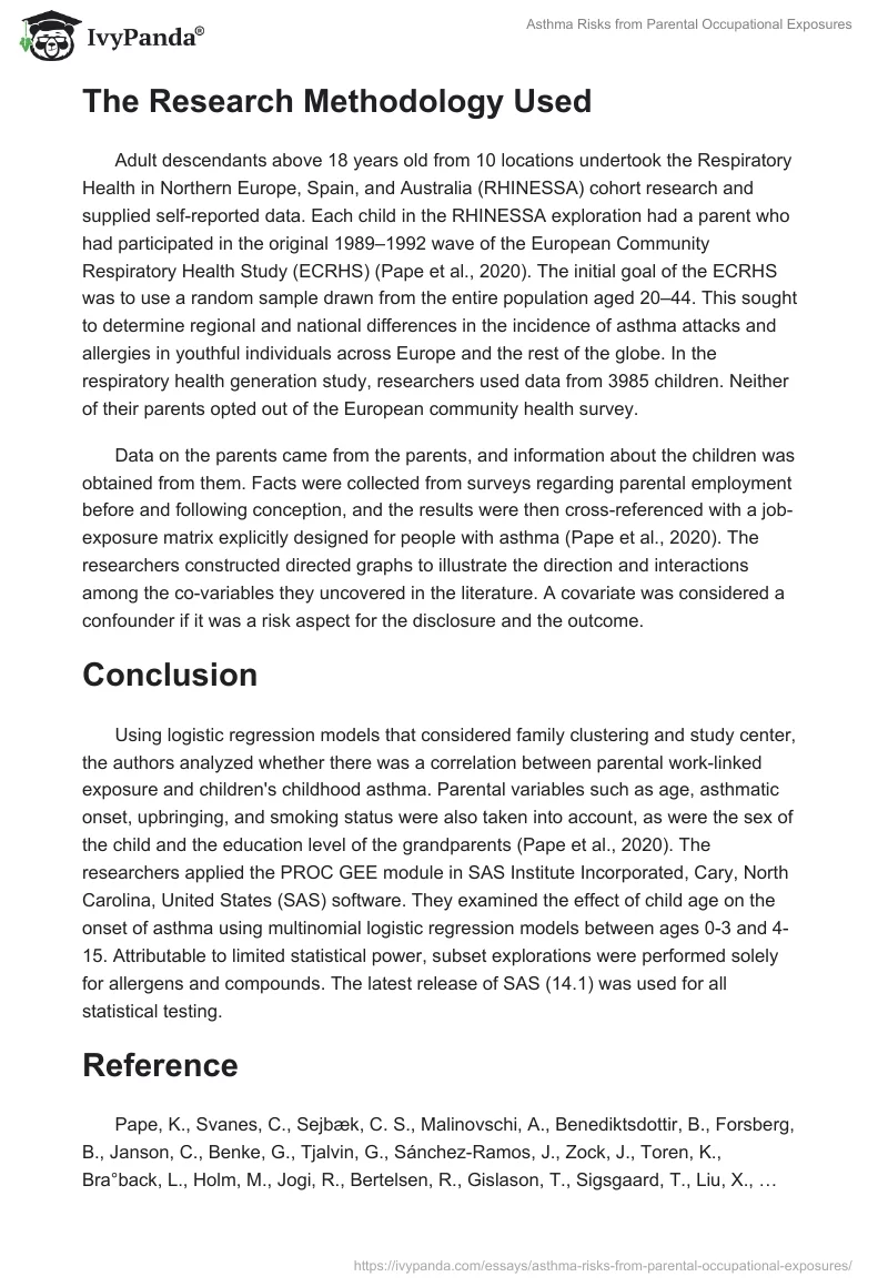 Asthma Risks from Parental Occupational Exposures. Page 2