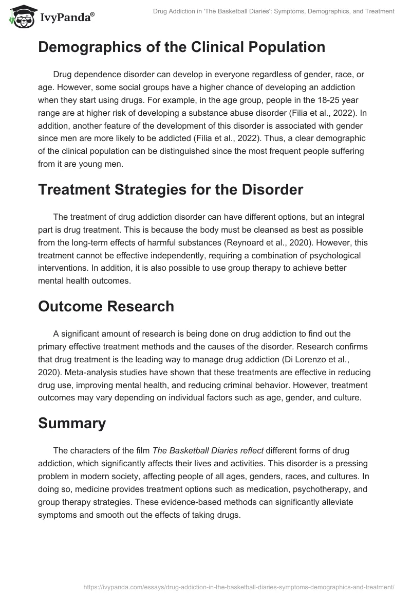 Drug Addiction in 'The Basketball Diaries': Symptoms, Demographics, and Treatment. Page 2