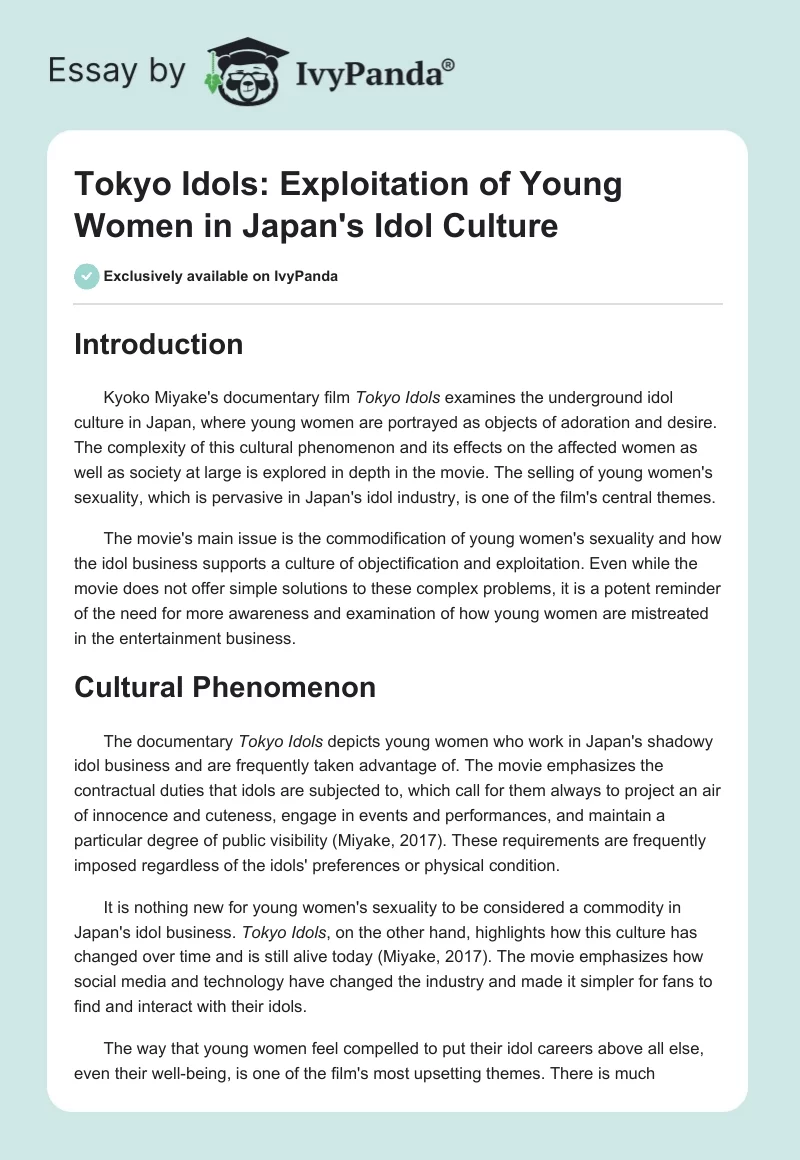 Tokyo Idols: Exploitation of Young Women in Japan's Idol Culture. Page 1