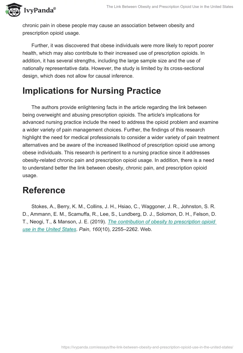 The Link Between Obesity and Prescription Opioid Use in the United States. Page 2