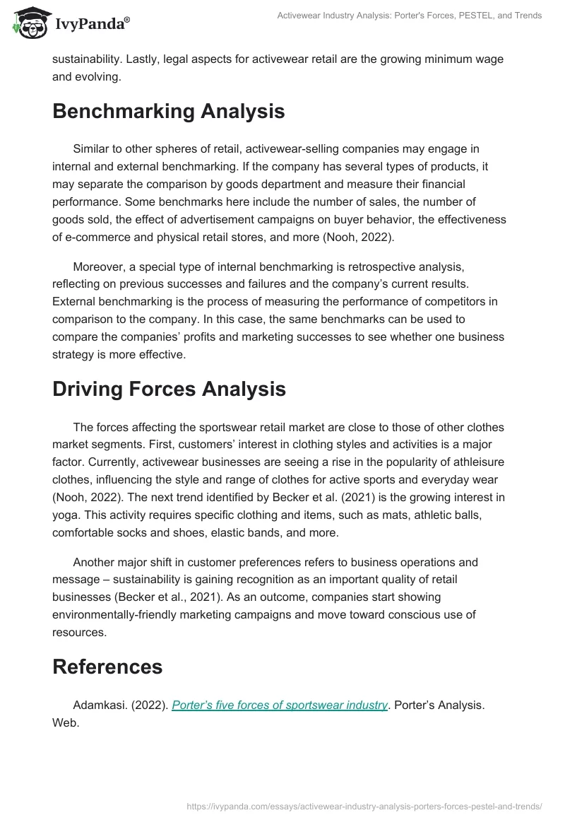 Activewear Industry Analysis: Porter's Forces, PESTEL, and Trends. Page 2