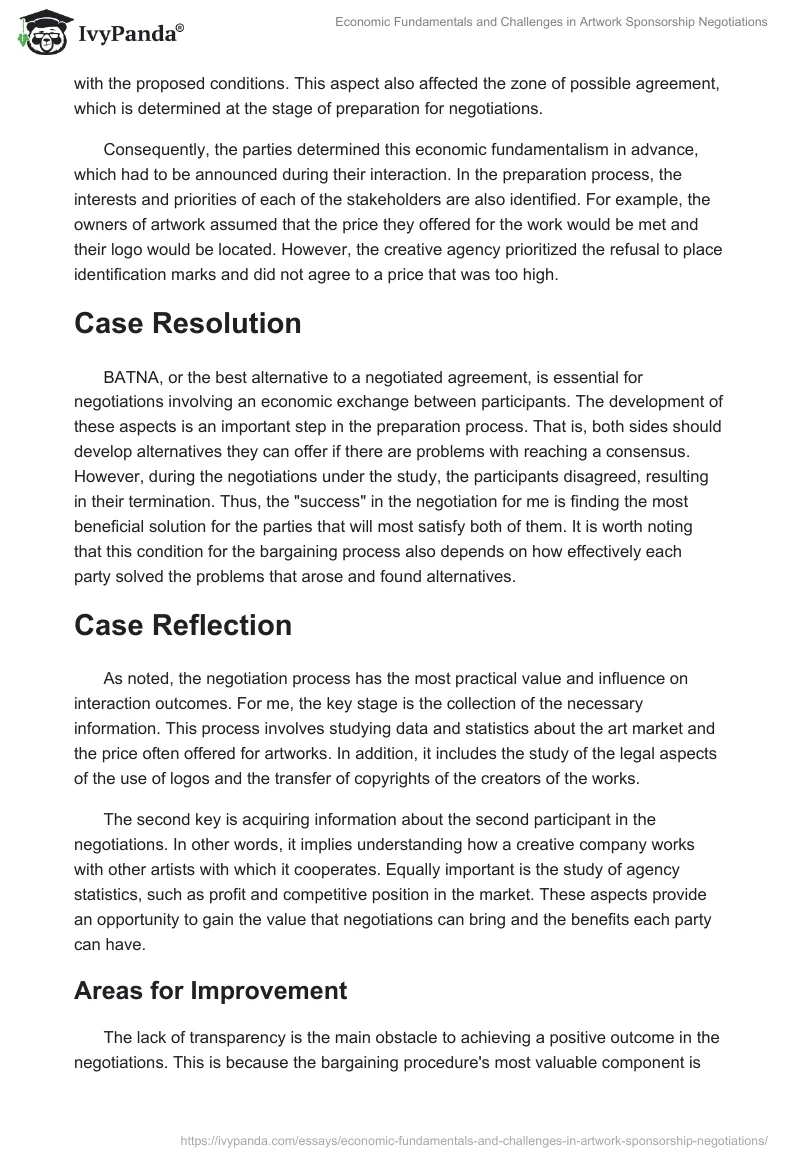 Economic Fundamentals and Challenges in Artwork Sponsorship Negotiations. Page 2