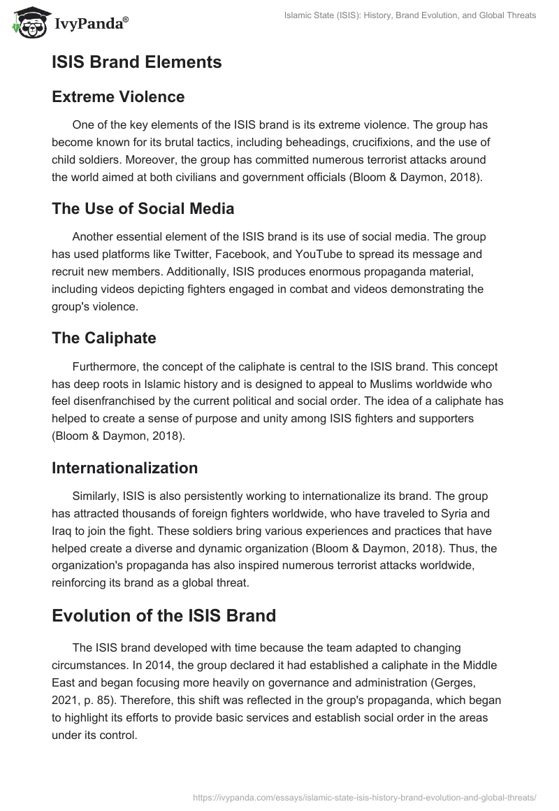 Islamic State (ISIS): History, Brand Evolution, and Global Threats. Page 2