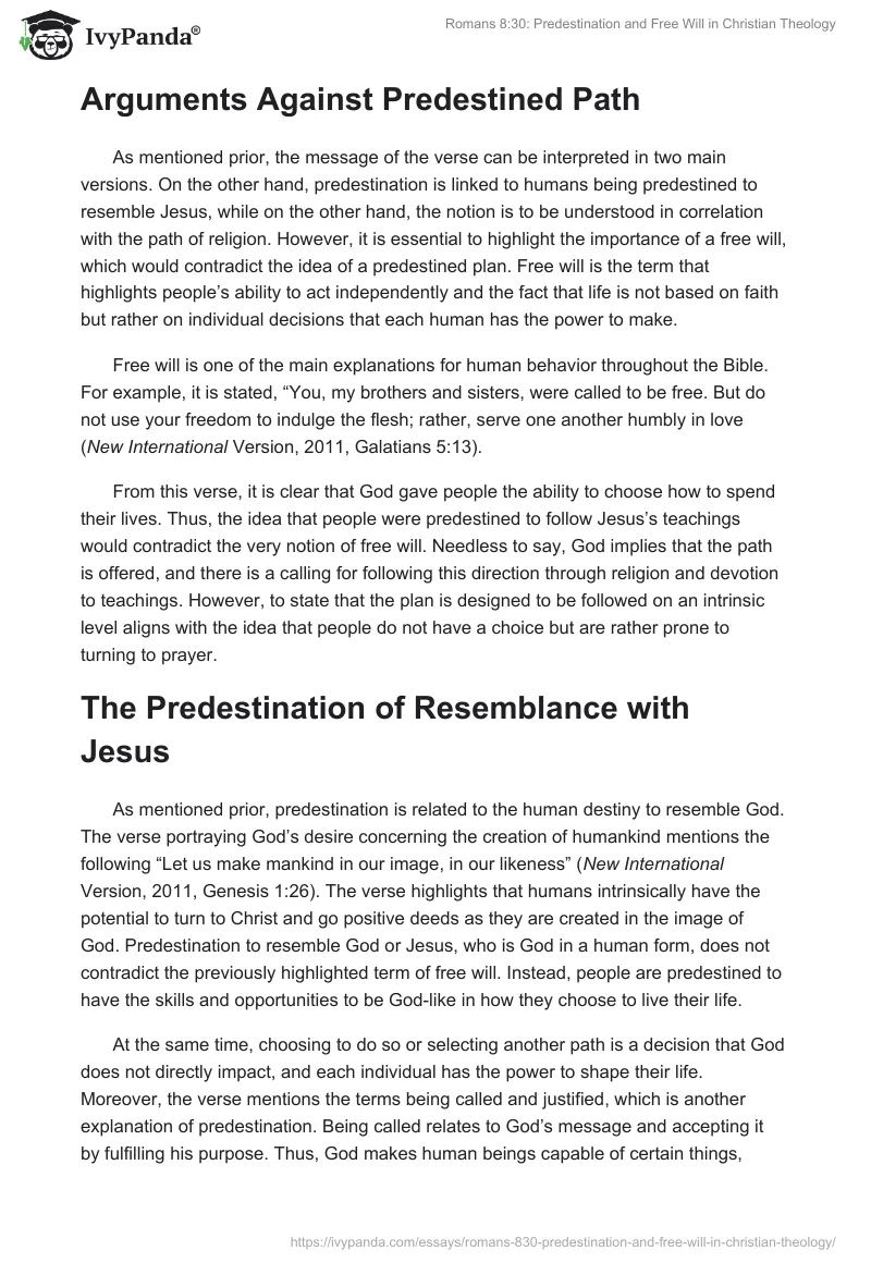 Romans 8:30: Predestination and Free Will in Christian Theology. Page 2