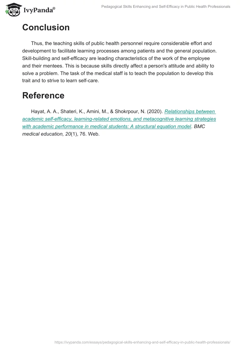 Pedagogical Skills Enhancing and Self-Efficacy in Public Health Professionals. Page 2