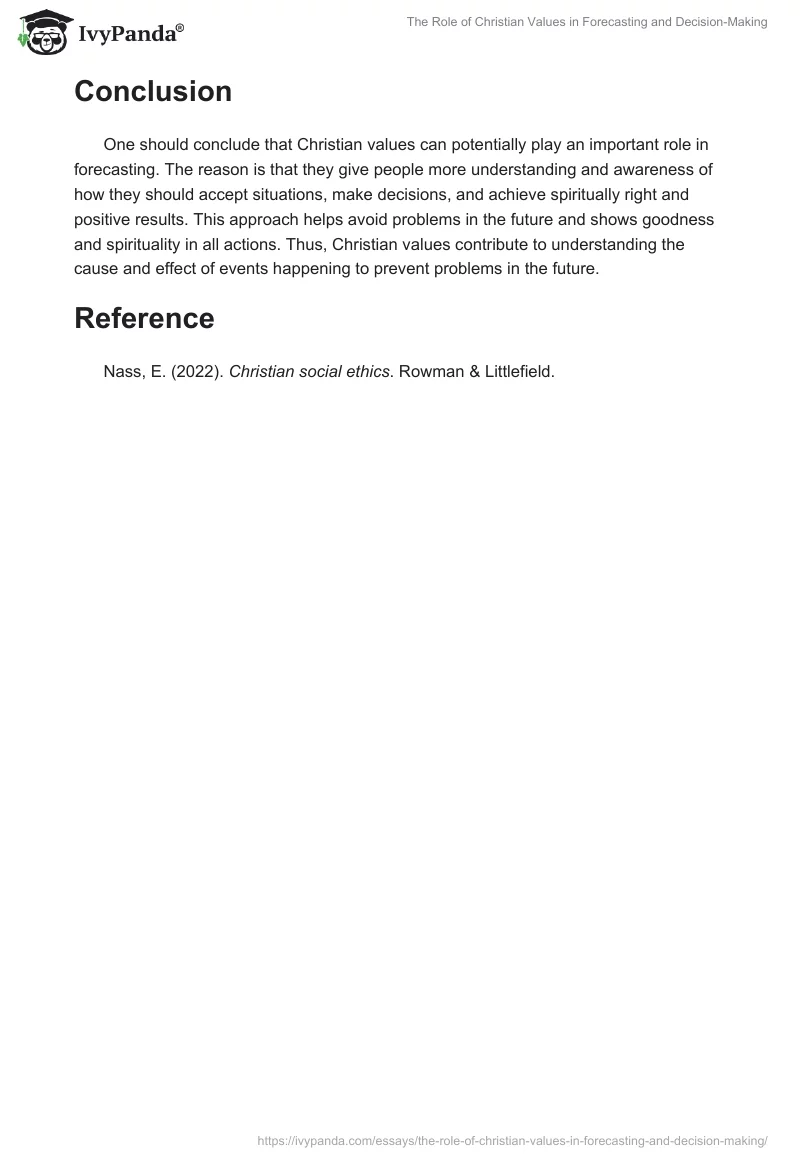 The Role of Christian Values in Forecasting and Decision-Making. Page 2