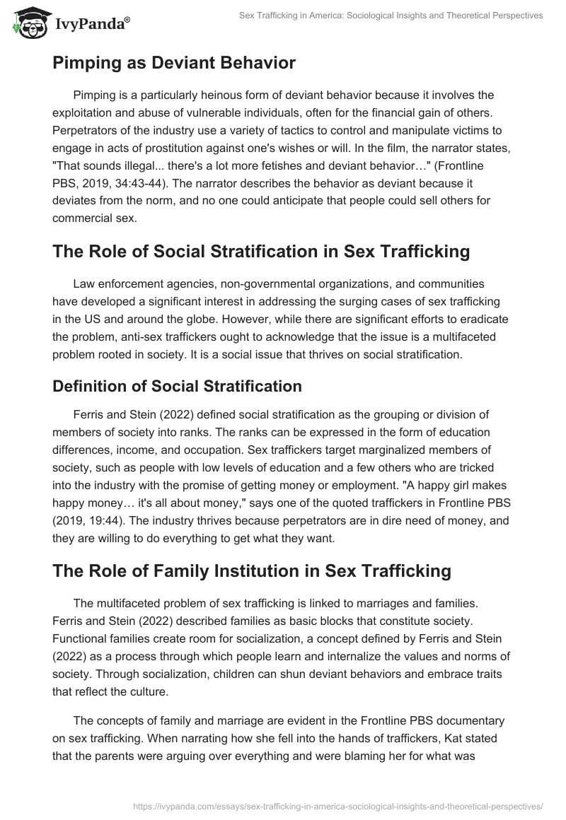 Sex Trafficking in America: Sociological Insights and Theoretical Perspectives. Page 2