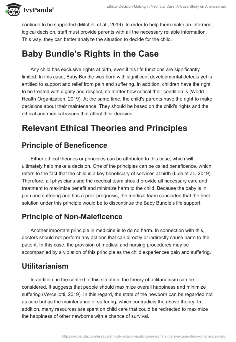 Ethical Decision-Making in Neonatal Care: A Case Study on Anencephaly. Page 2