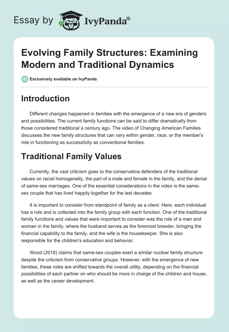 Evolving Family Structures: Examining Modern and Traditional Dynamics. Page 1