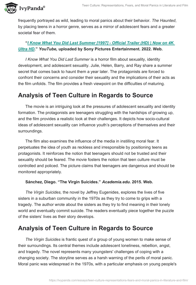 Teen Culture: Representations, Fears, and Moral Panics in Literature and Film. Page 2